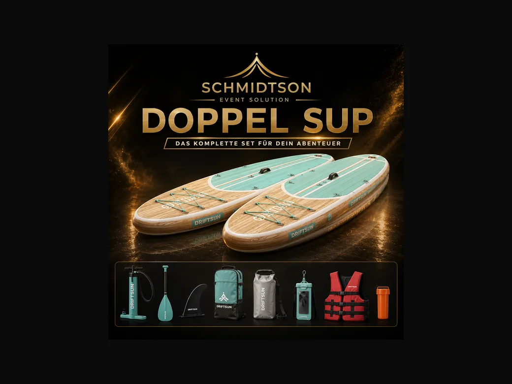 Doppel-SUP-Set mieten – zwei Boards mit Westen, Paddeln und Pumpe